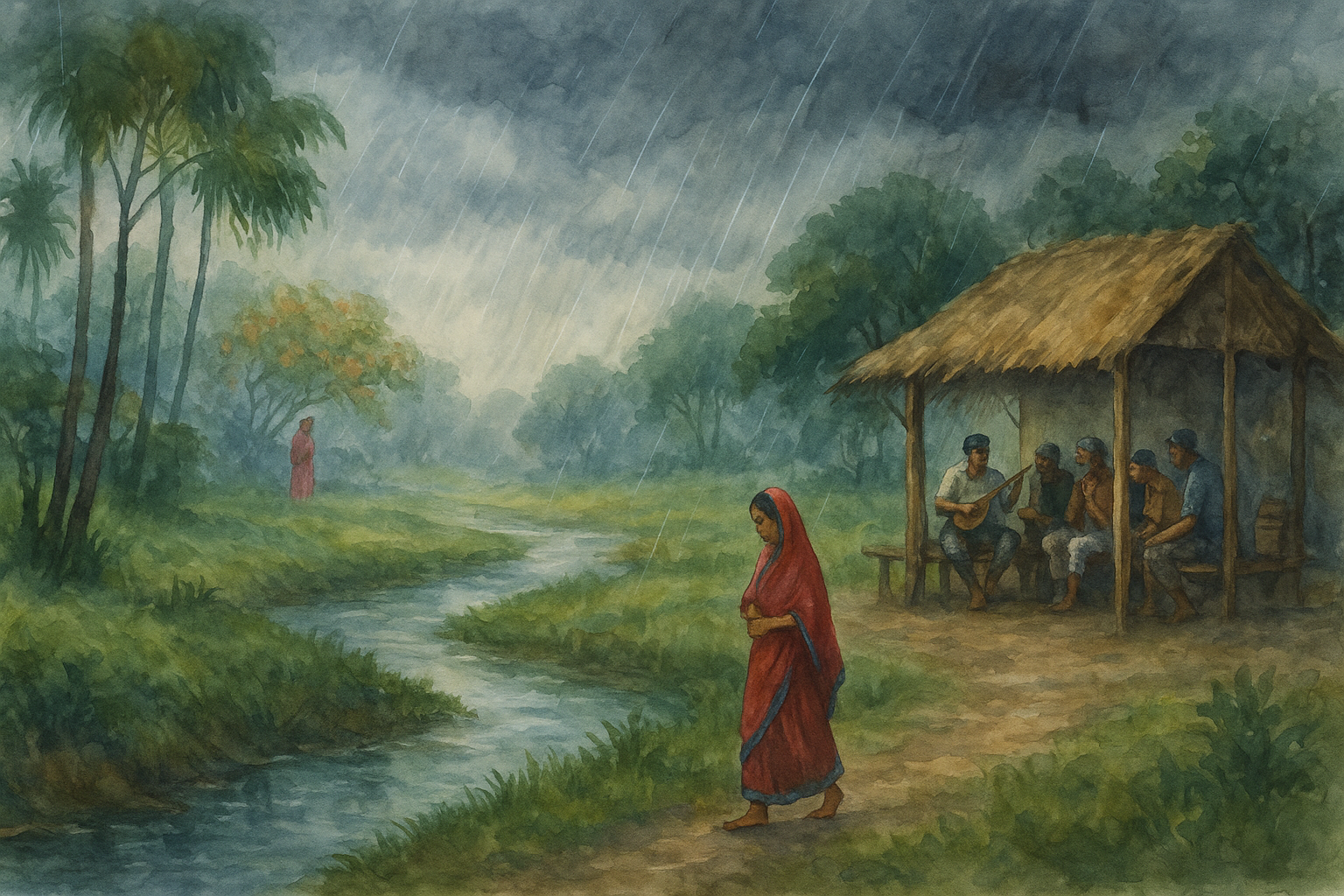 পল্লীবর্ষা কবিতায় গ্রামবাংলার দৃশ্যকল্প