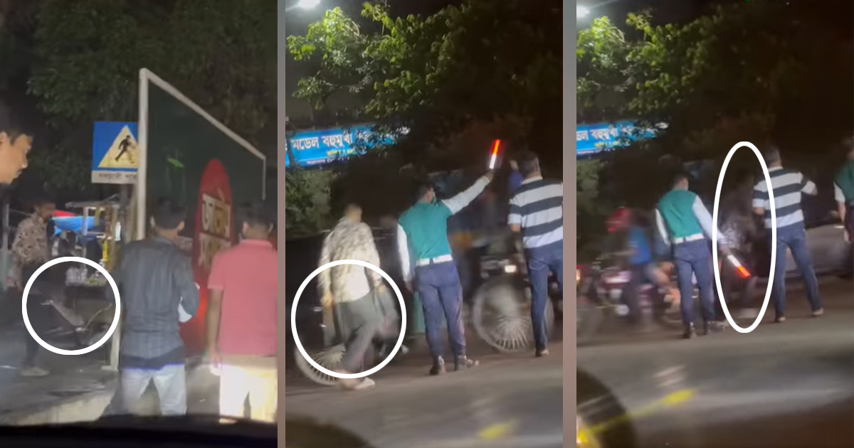পুলিশের সামনে চাপাতি হাতে ছিনতাইকারী, ফেসবুকে ভিডিও ভাইরাল