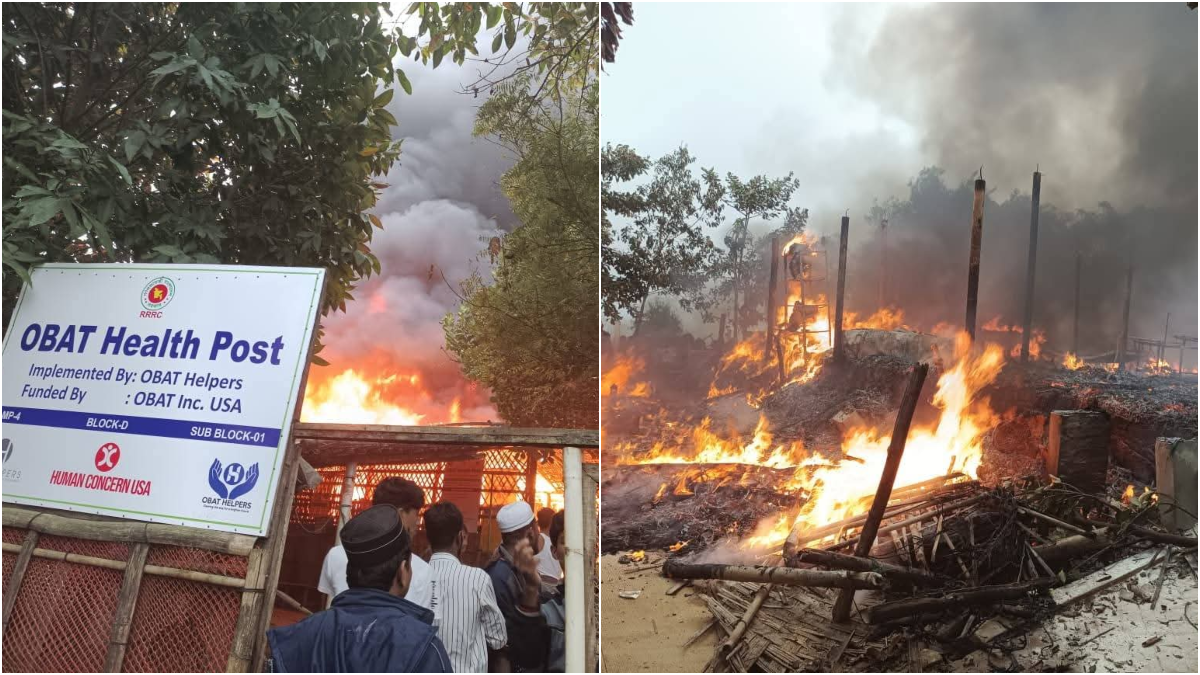 রোহিঙ্গা ক্যাম্পে রাতের ব্যবধানে ভয়াবহ ২ অগ্নিকাণ্ড, হাসপাতালসহ পুড়ল ঘরবাড়ি