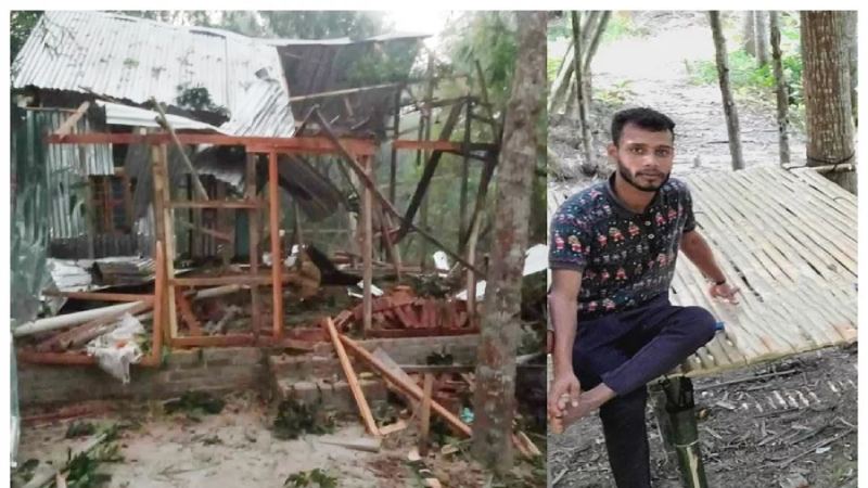 শরীয়তপুরে বোমা বিস্ফোরণে লন্ডভন্ড বসতঘর, যুবক নিহত