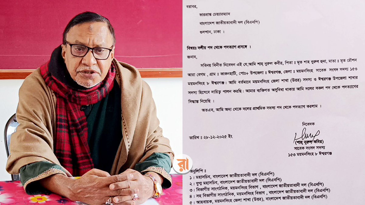 ভোট করতে ময়মনসিংহ-৮ আসনের সাবেক এমপির বিএনপি থেকে পদত্যাগ