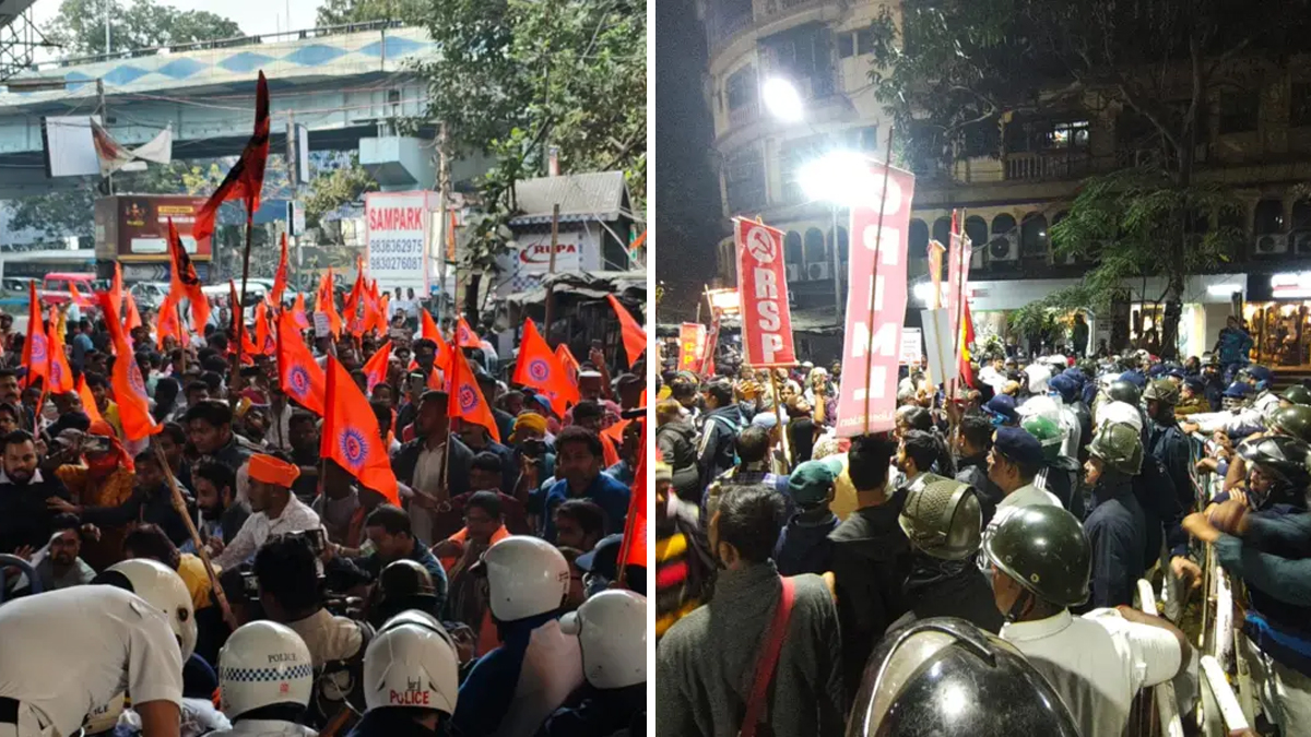 কলকাতায় বাংলাদেশ উপদূতাবাস অভিমুখে হিন্দুত্ববাদী ও বামপন্থিদের মিছিল