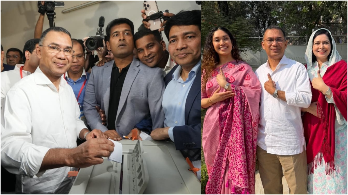 স্ত্রী-কন্যাকে নিয়ে ভোট দিলেন তারেক রহমান