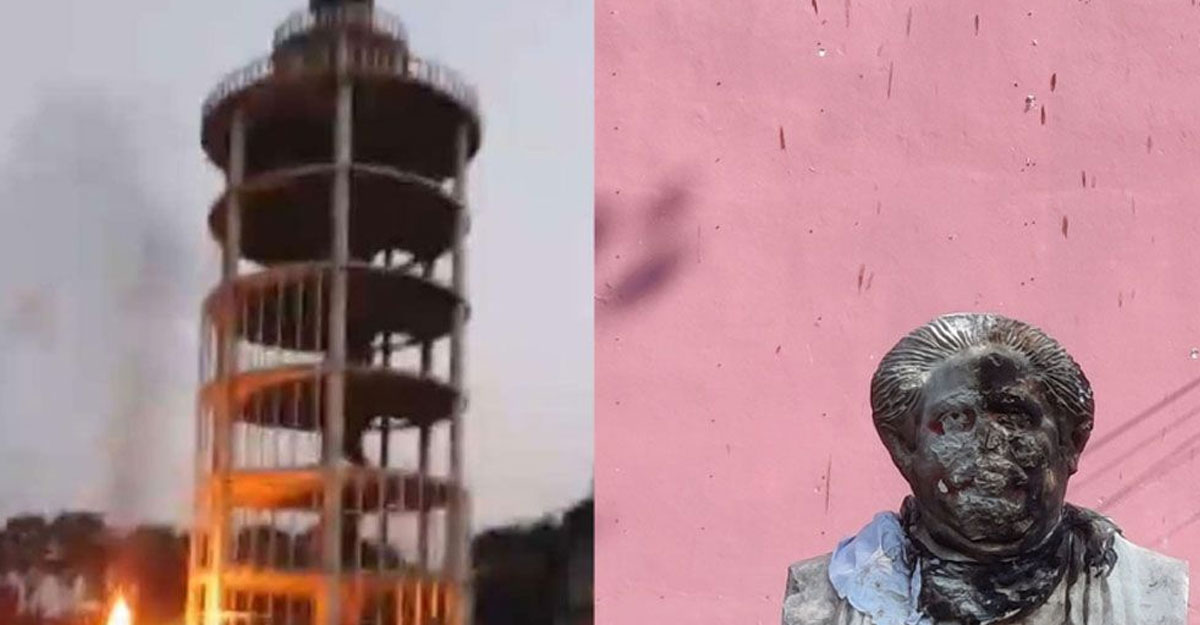 ঝিনাইদহে বঙ্গবন্ধু টাওয়ারে ভাঙচুর-আগুন