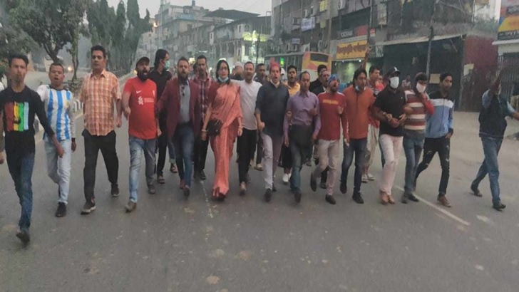 অবরোধের সমর্থনে রাজধানীতে বিএনপির মিছিল