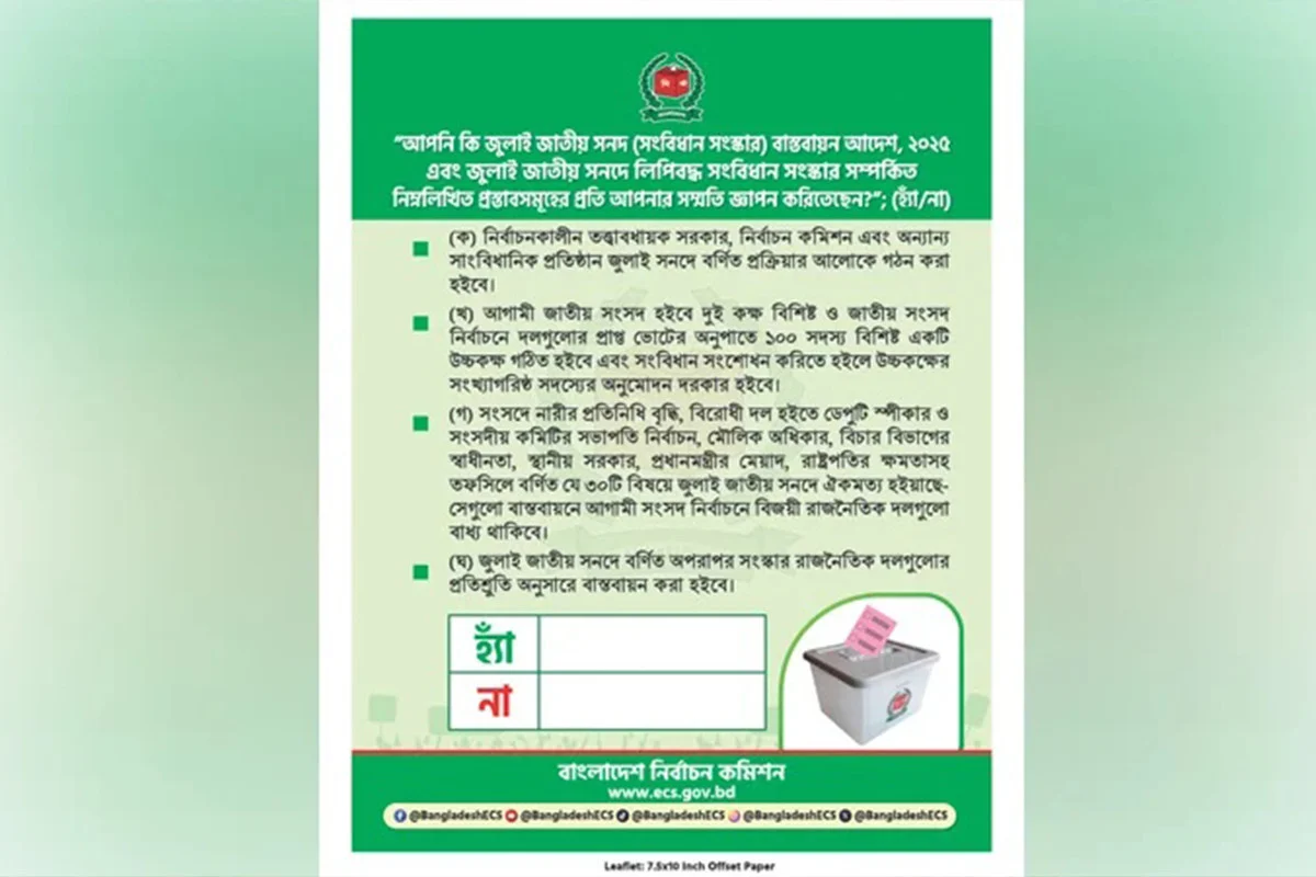 গণভোটের প্রচারে ইসির ব্যানার ও লিফলেট চূড়ান্ত