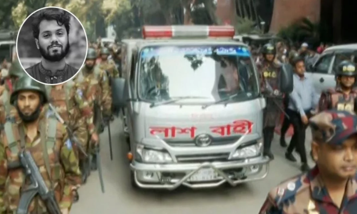 ময়নাতদন্তের জন্য হাদির মরদেহ সোহরাওয়ার্দী হাসপাতালে