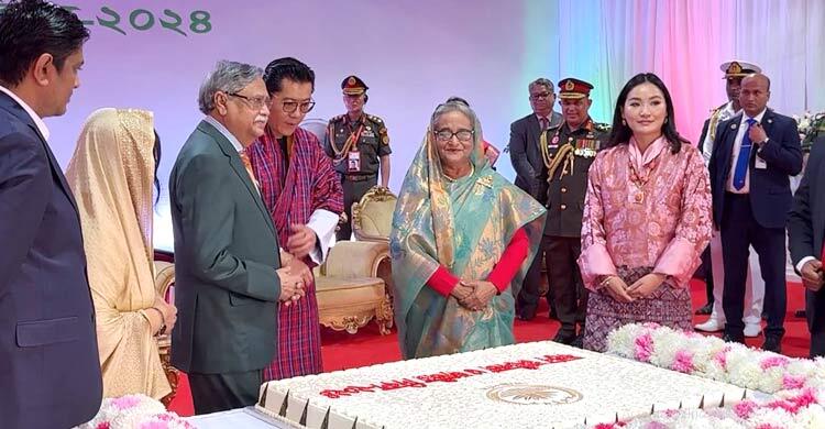 রাষ্ট্রপতির সংবর্ধনা অনুষ্ঠানে শেখ হাসিনা-ওয়াংচুক