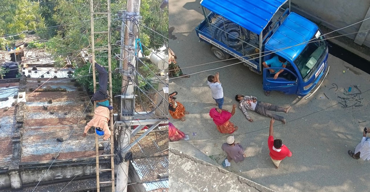 রাজশাহীতে বৈদ্যুতিক খুঁটি থেকে পড়ে নেসকোর দুই কর্মচারী আহত
