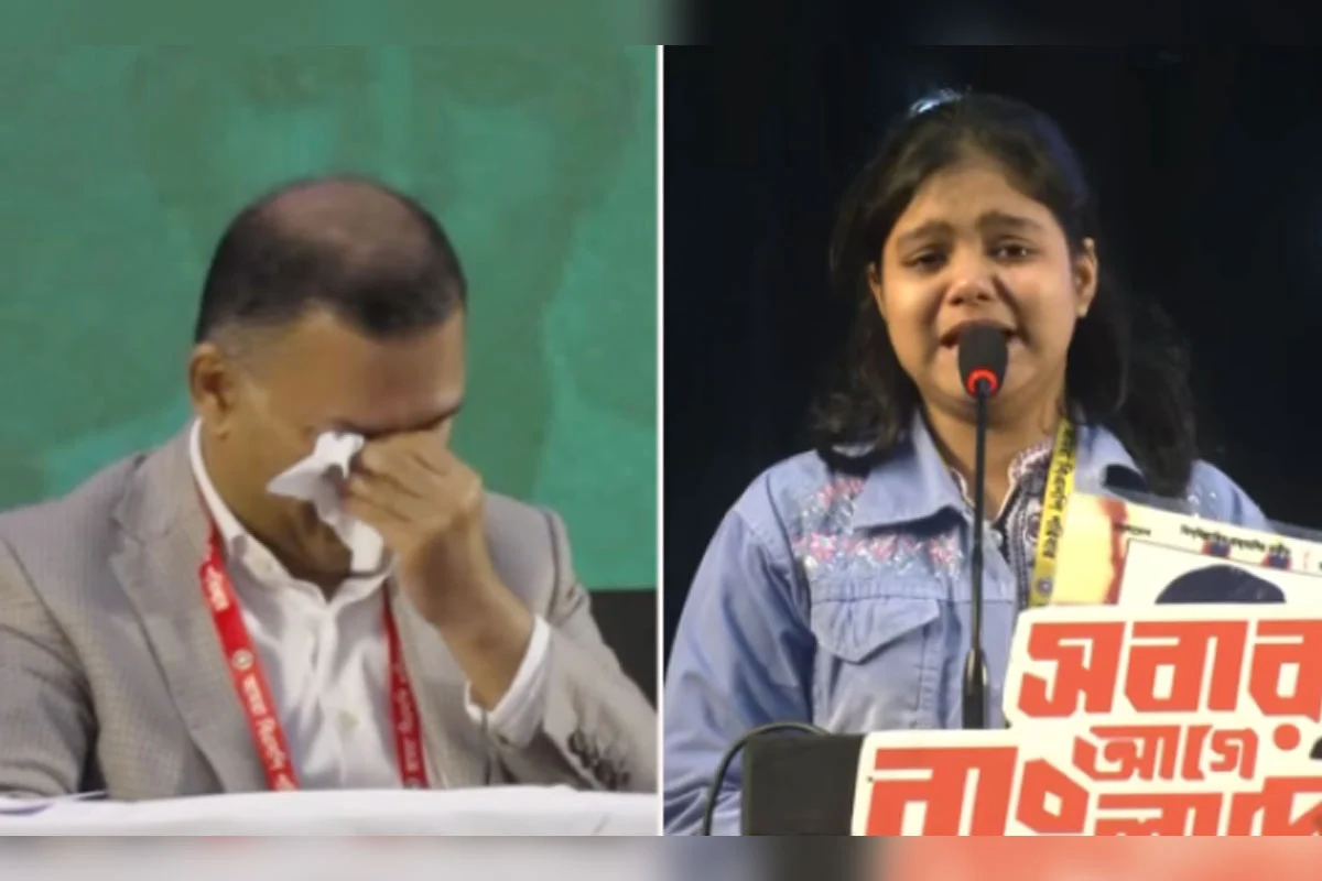 গুম হওয়া এক বাবার কিশোরীর আর্তনাদে মঞ্চেই কাঁদলেন তারেক রহমান
