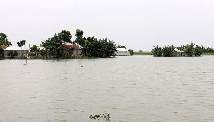 সিরাজগঞ্জে যমুনার পানি বেড়ে প্লাবিত নিম্নাঞ্চল