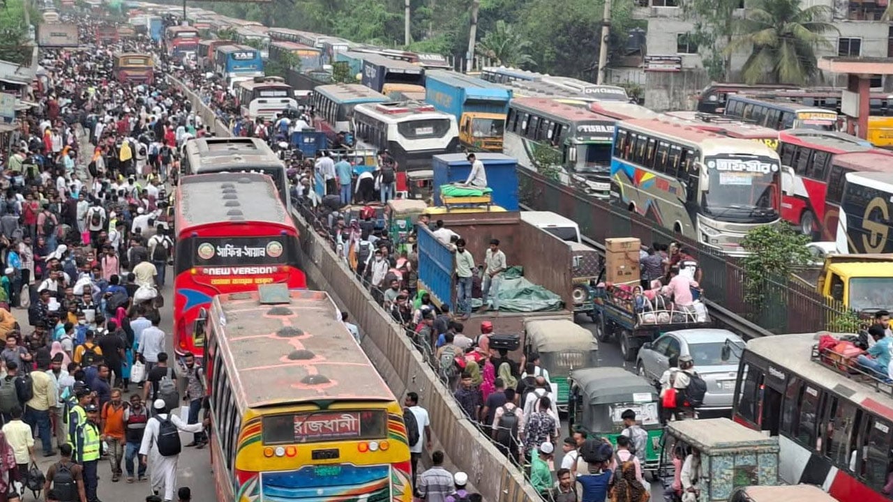 ঈদযাত্রায় গাজীপুরে ২১ কিলোমিটার যানজট, ভোগান্তি চরমে